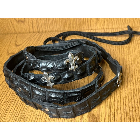 Women ALLIGATOR CROCODILE Wrap around Black Belt 74\